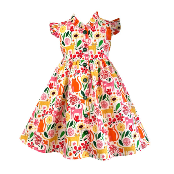 cats-meow-glen-park-vintage-dress-w-hair-bow-little-miss-marmalade - Sophia's Style Girls Dress-1